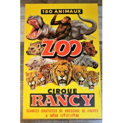 Affiche cirque Rancy "Zoo" années 70