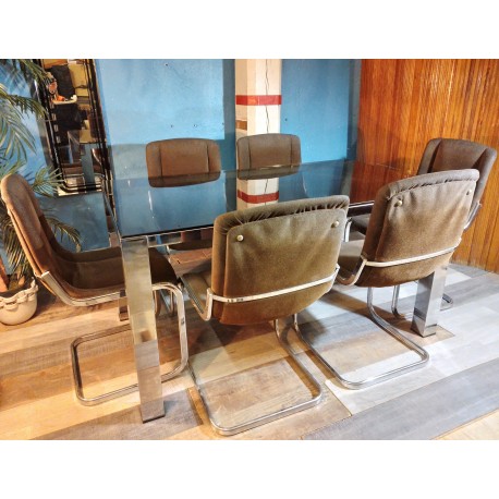 Chaises & table de salon Italie années 70