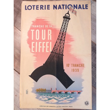 Affiche loterie "Tour Eiffel" 1939