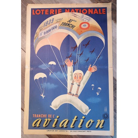 Affiche loterie "Aviation" 1939