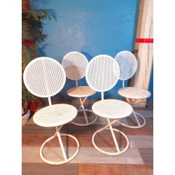 Chaises de jardin métal perforé années 50