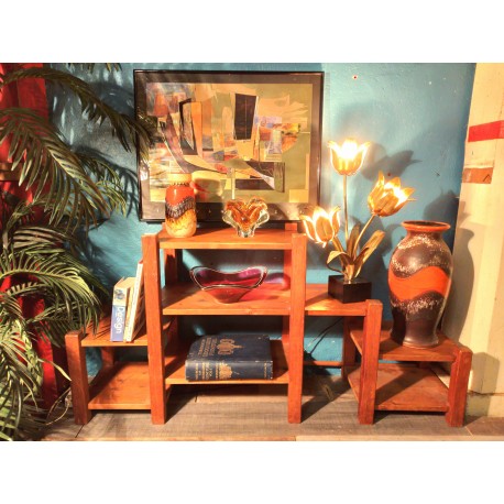 Etagère sur pied "pin" années 70