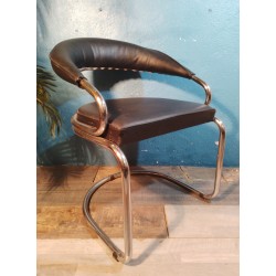 Fauteuil cuir Stoppino Italie années 70