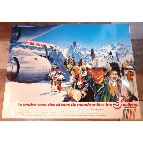 Affiche Courchevel "Domaine des 3 vallées" 1988