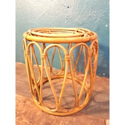 Tabouret bambou & rotin années 60