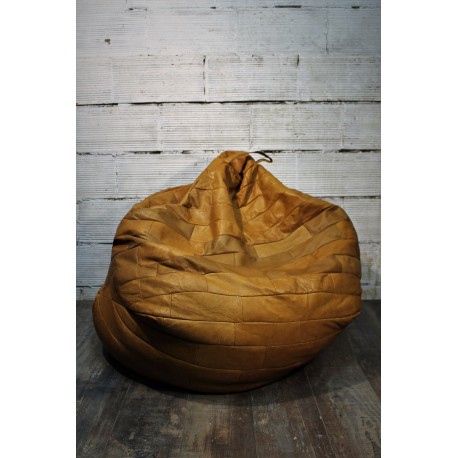 Pouf cuir années 80