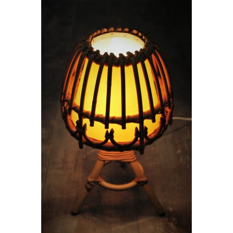 Lampe rotin "Champignon" années 60