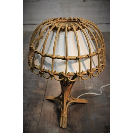 Lampe rotin "Champignon" années 60