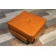 Pouf Scandinave cuir & bois années 60