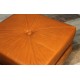 Pouf Scandinave cuir & bois années 60