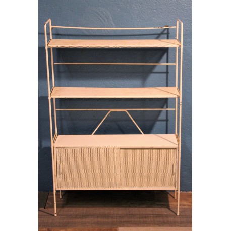 Etagère sur pied métal perforé années 50