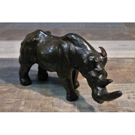 Statuette "Rhinocéros" cuir années 60