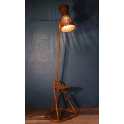 Lampadaire / Liseuse rotin années 50